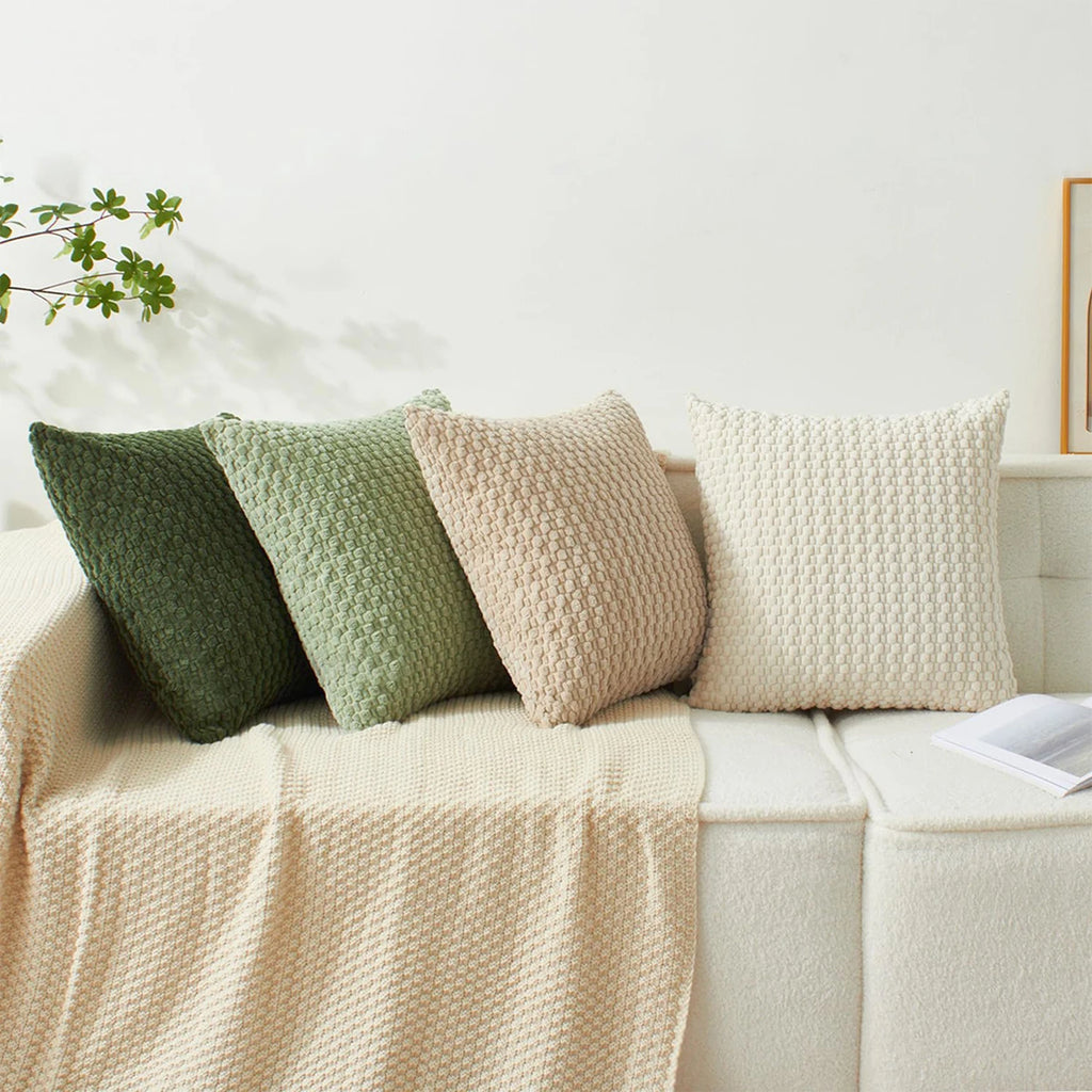Arlo Textured Corduroy Pillow Cover – Square Boho Accent for Living Room or Bedroom