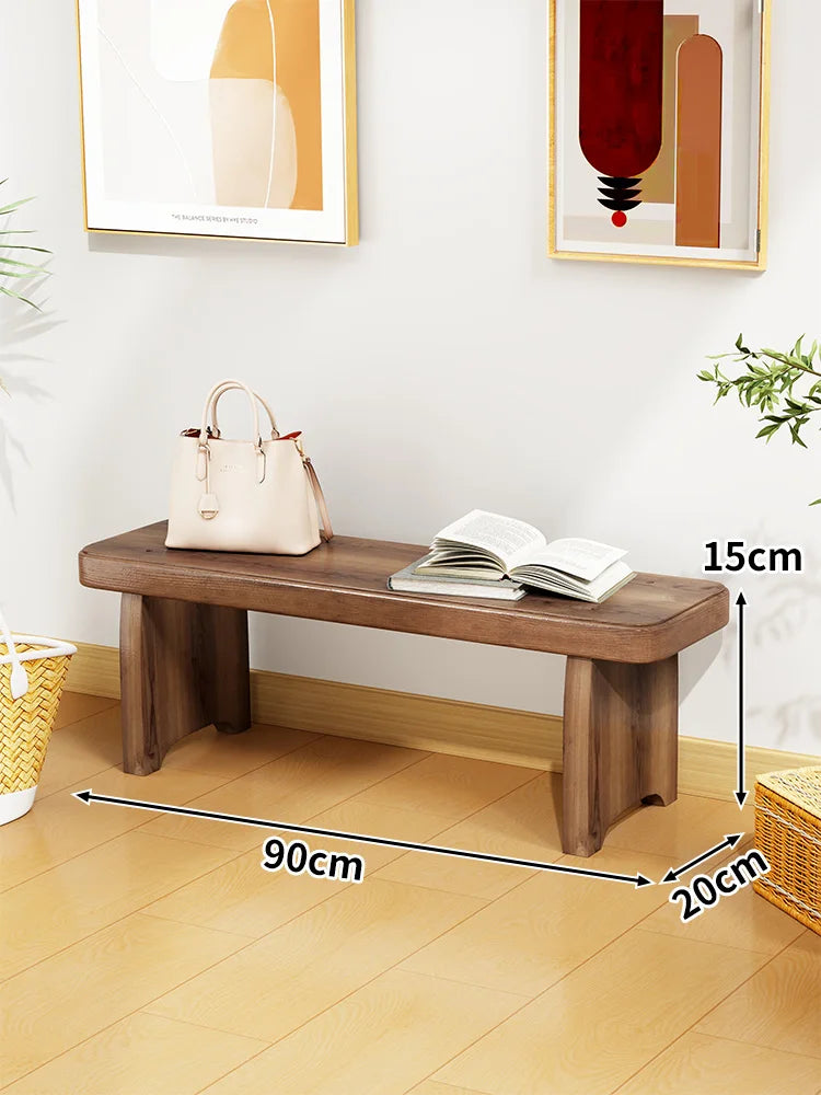 Solid Wood Entryway Bench with Shoe Storage Space, Minimalist Modern Design