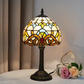 Eliot Stained Glass Table Lamp with Baroque Pattern Shade