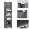Foldable 6-Shelf Hanging Closet Organizer with Side Pockets – Light Grey