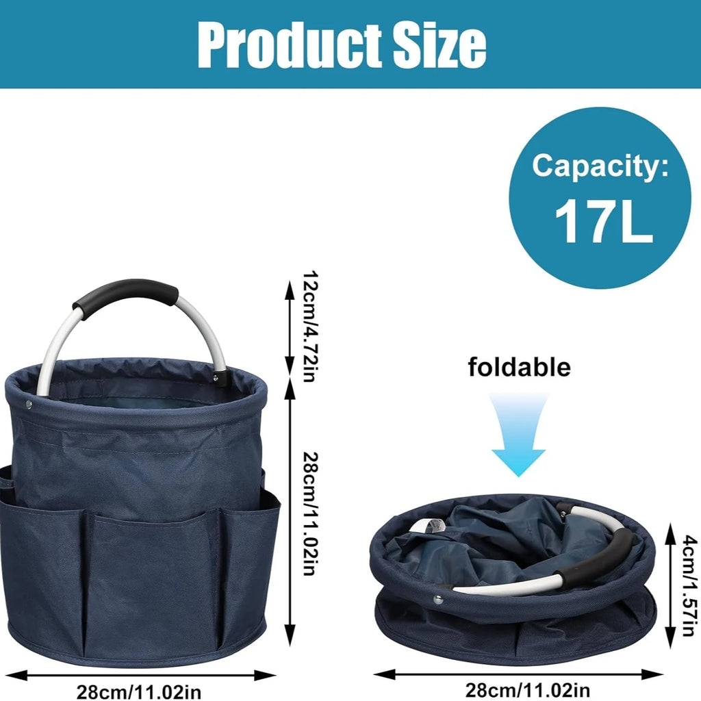 Foldable 17L Cleaning Caddy with Handle — Multi-Pocket Organizer Bag
