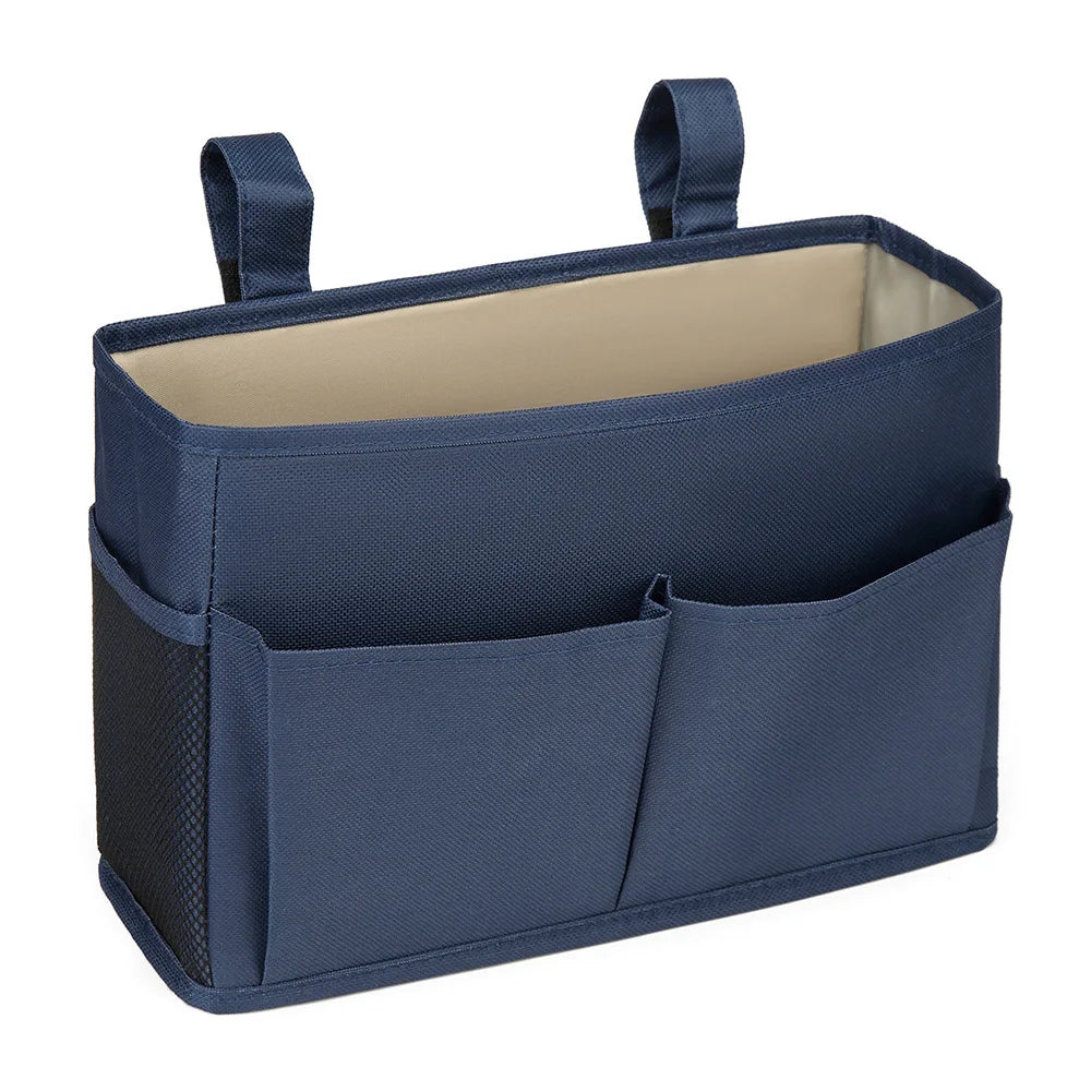 Oxford Bedside Caddy Organizer with Hooks and Mesh Pockets