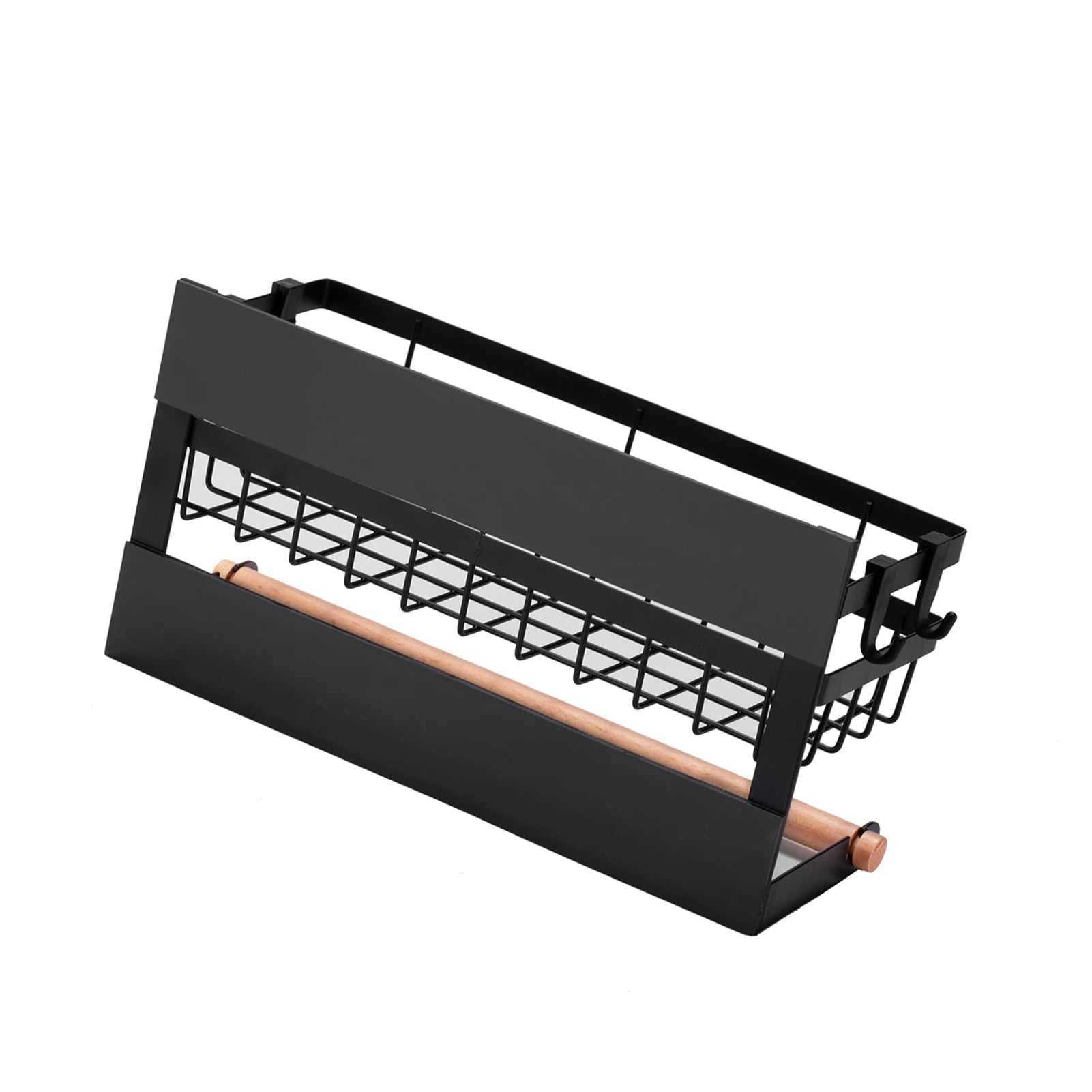 Magnetic Refrigerator Spice Rack with Hooks and Paper Towel Holder