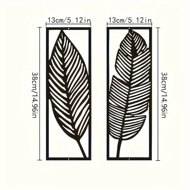 Willow Black Metal Leaves Wall Art – Set of 2 Decorative Panels