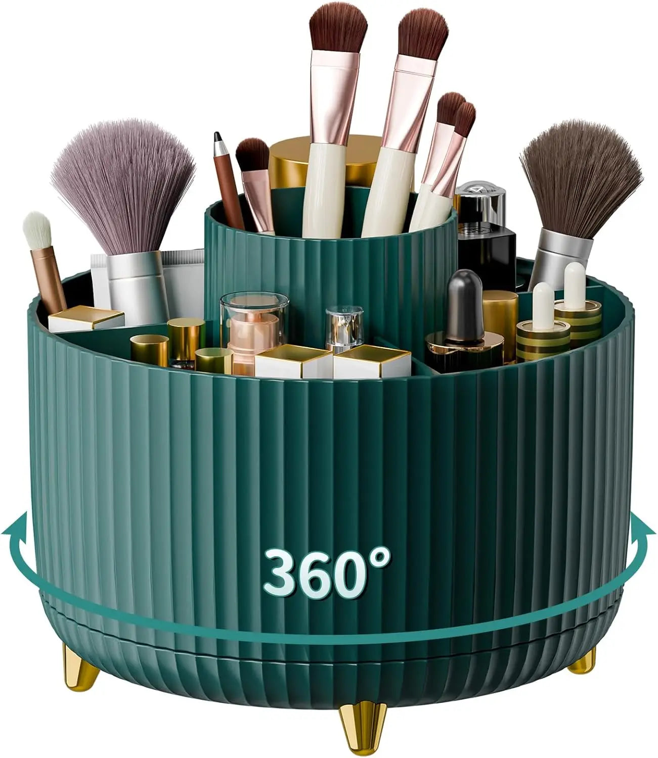 Round 5-Compartment Rotating Makeup Brush Organizer