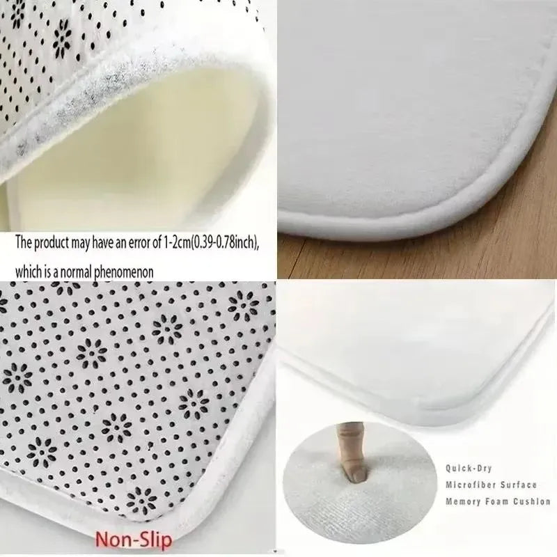 Close-up views of the non-slip backing and soft low-pile surface on a modern area rug