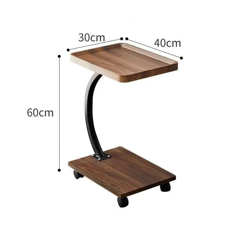 Eden Modern Rolling Side Table with Storage Shelf