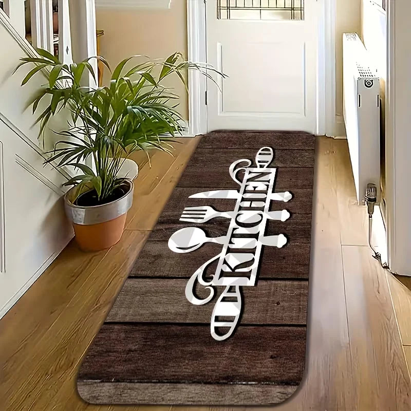 Modern Kitchen Runner Rug with Non-Slip Backing – Rectangular Soft Polyester Floor Mat for Kitchens, Hallways & Laundry Spaces