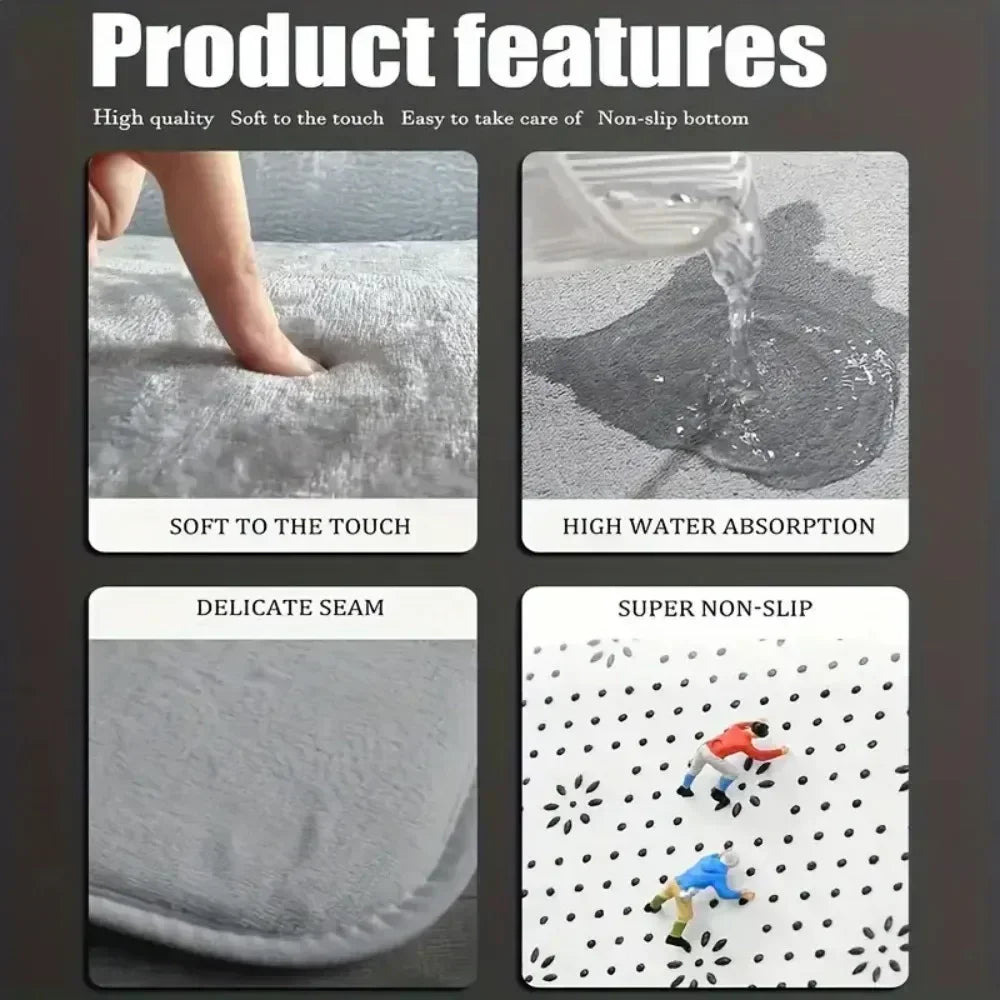 Detail features of flannel rug: soft to the touch, water absorption, non-slip bottom