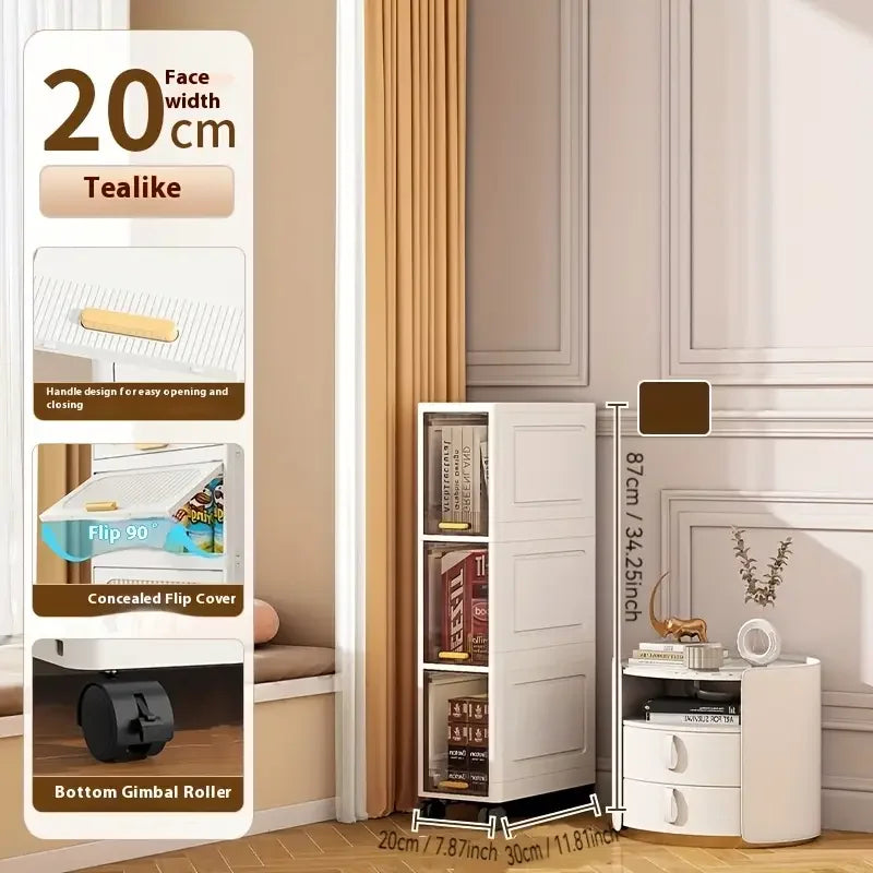 Slim Rolling Storage Cabinet – 3/4/5-Tier Narrow Organizer for Kitchen, Bathroom, or Living Room