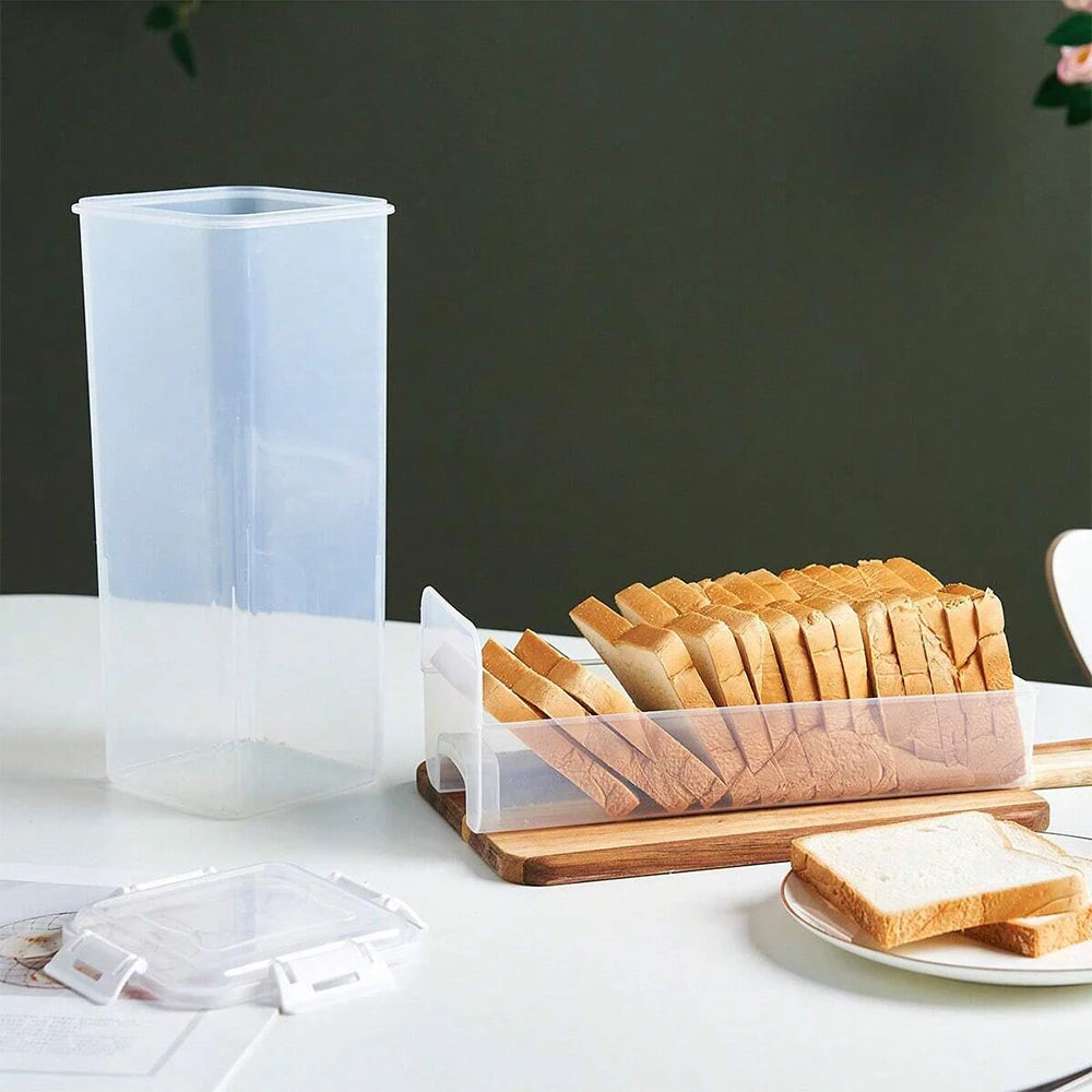 Clear Airtight Bread Box with Lid – Tall Bread Loaf Container