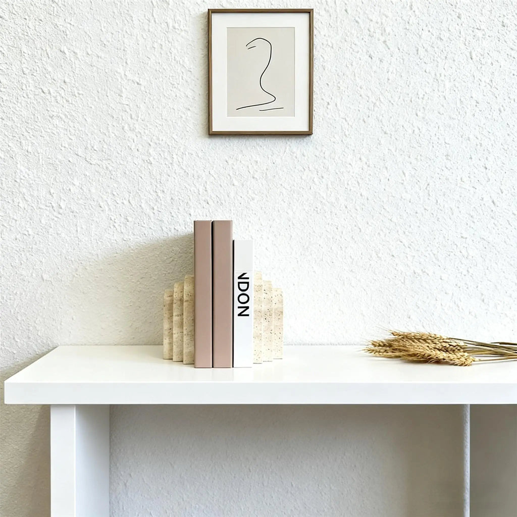 Arden Travertine Marble Bookend – Arch Decorative Book Holder