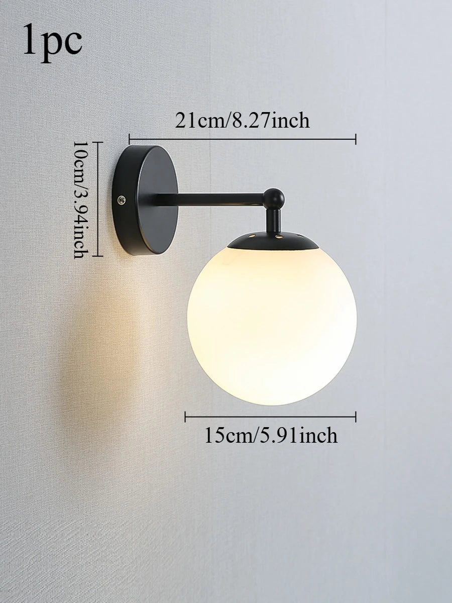 Arden Globe Wall Sconce – Frosted Glass Modern Wall Light