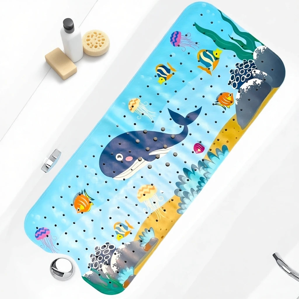 Extra-Long Non-Slip Bath Mat for Kids & Toddlers — 40x100cm, Suction Cups