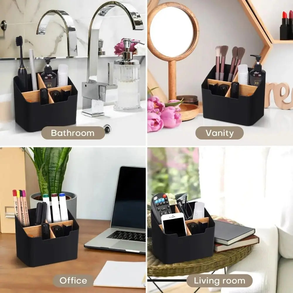 Wood & White Remote Control Organizer Box for Living Room or Bedroom