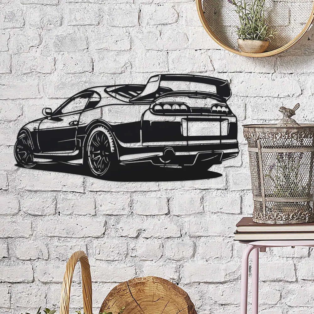 Haven Drift Car Silhouette Metal Wall Art for Living Room or Office, 12" Modern Black Cutout