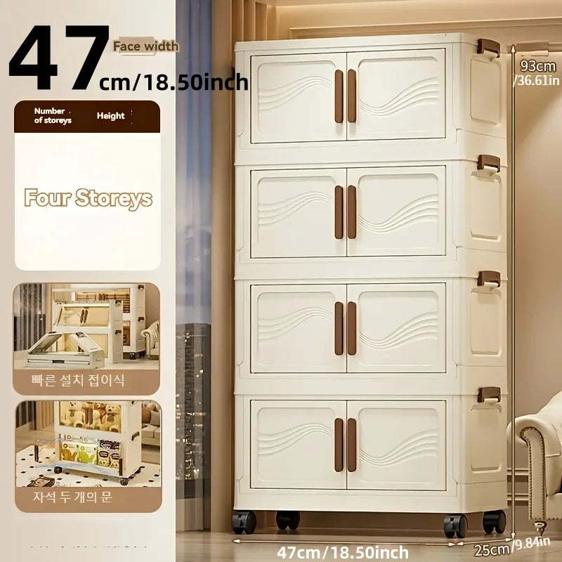 Foldable Stackable Storage Cabinet with Clear Front Doors