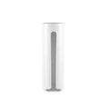 Wall-Mounted White Plastic Bag Organizer Dispenser with Wood Grain Top for Kitchen, Bathroom, or Entryway