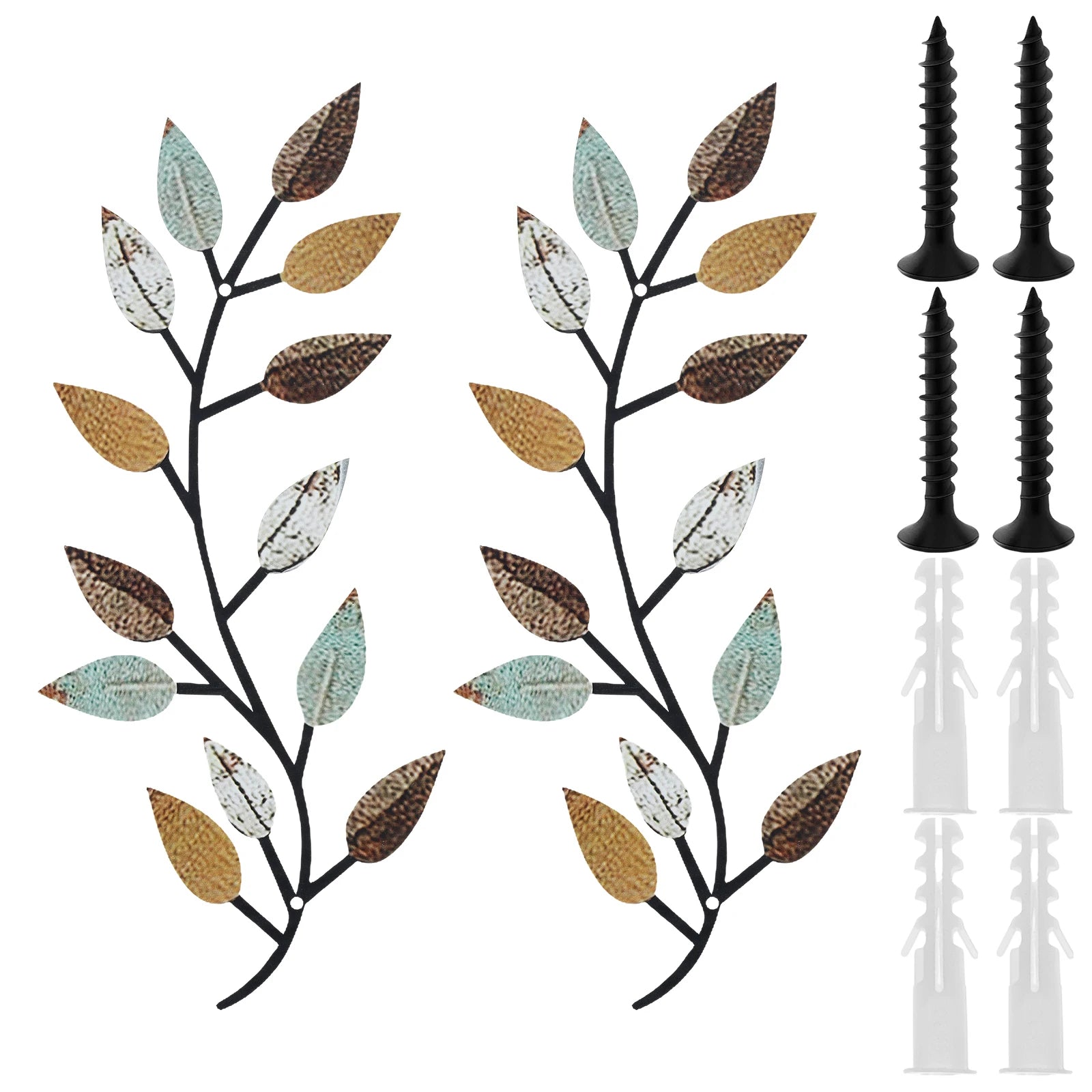 Olive Branch Metal Wall Art, Set of 2 – Leafy Decor for Living Room or Bedroom
