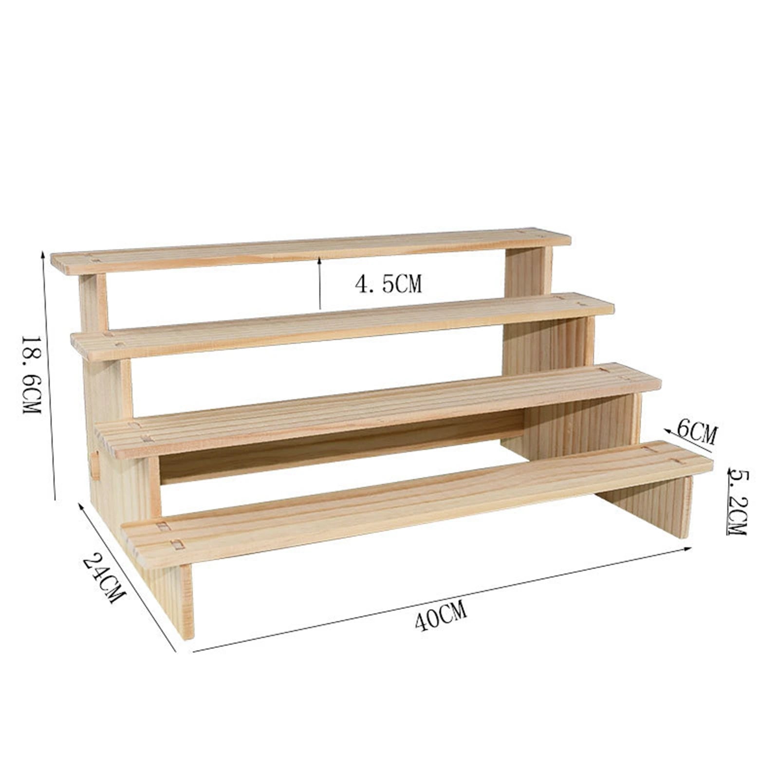 Wooden Tiered Display Riser Shelf for Living Room & Home Organization