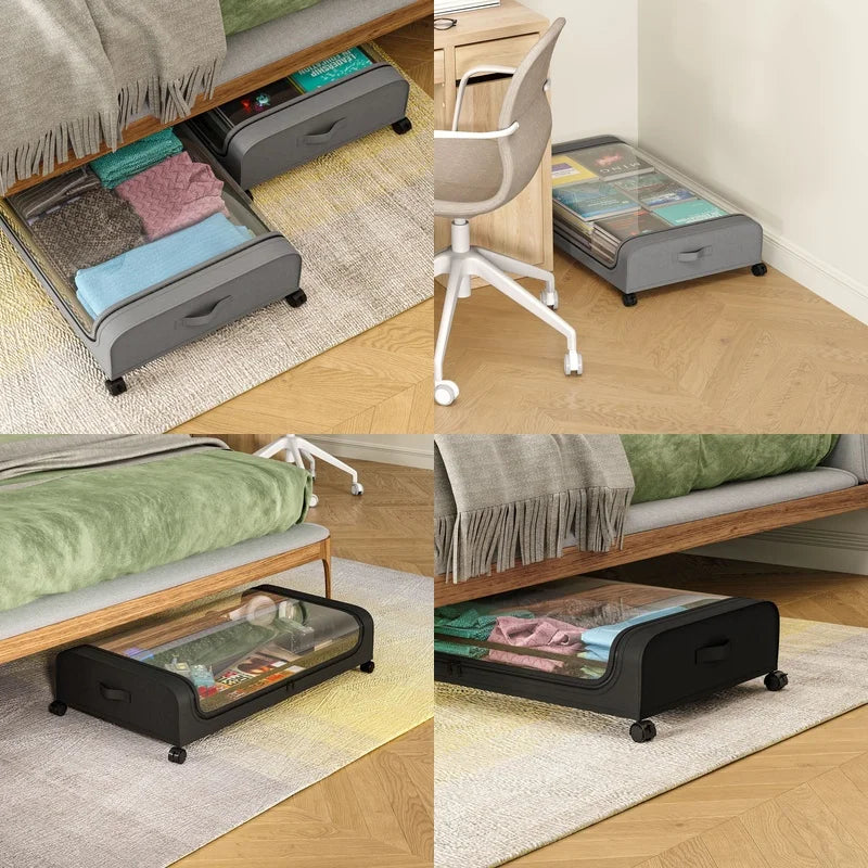 Rolling Underbed Storage Drawer with Clear Lid