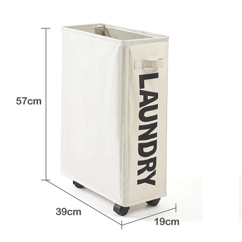 Slim Rolling Laundry Basket with Handles – Oxford Cloth
