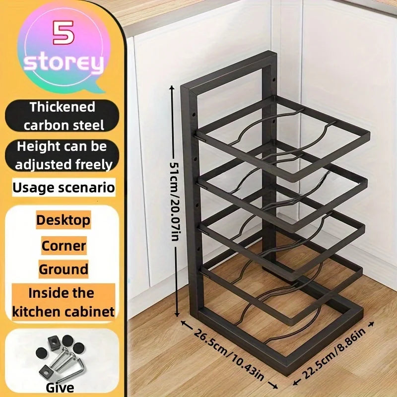 Adjustable Steel Pot and Pan Rack for Cabinets or Countertops
