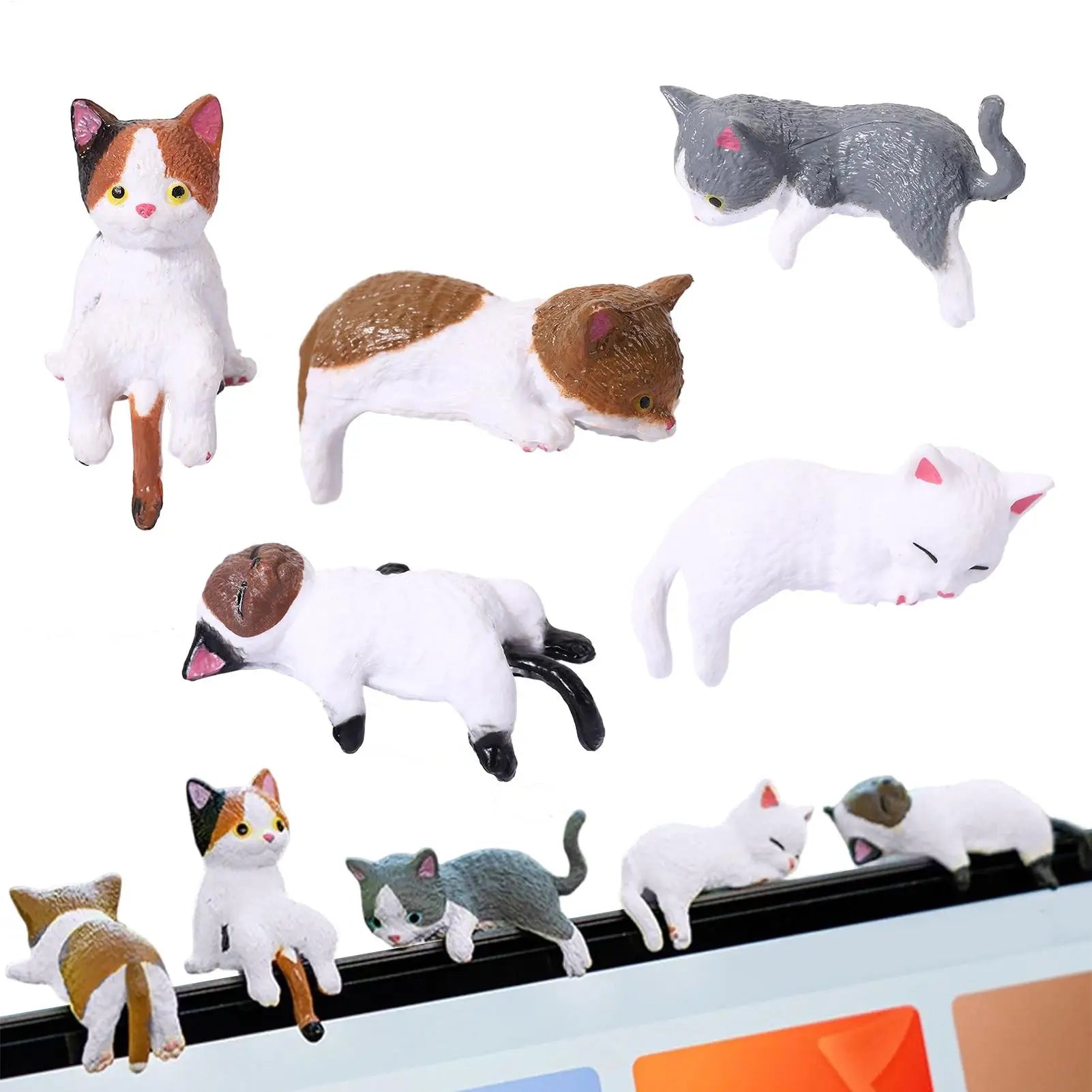 Mini Cat Figurine Set – 5 Resin Cats for Desk, Shelf, or Monitor Decor