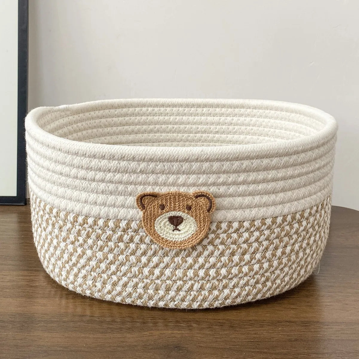 Bear Patch Nursery Storage Basket – Soft-Sided Organizer for Kids’ Rooms