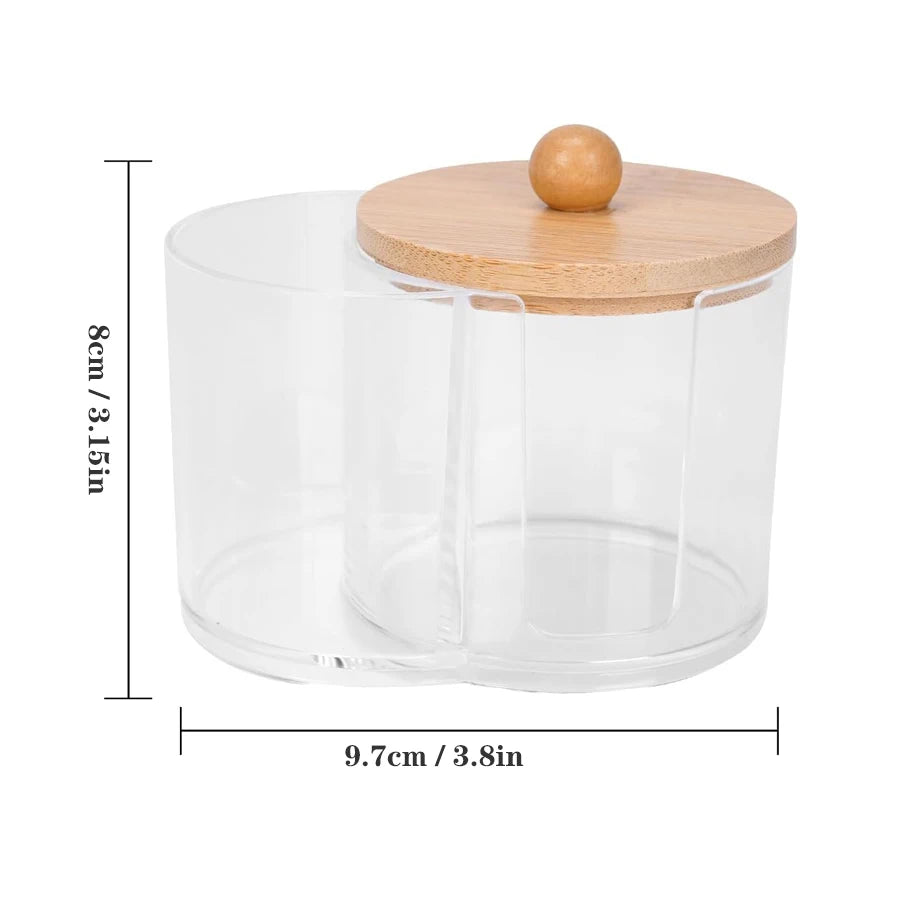 Divided Cotton Pad & Swab Organizer with Lid for Bathroom Counters