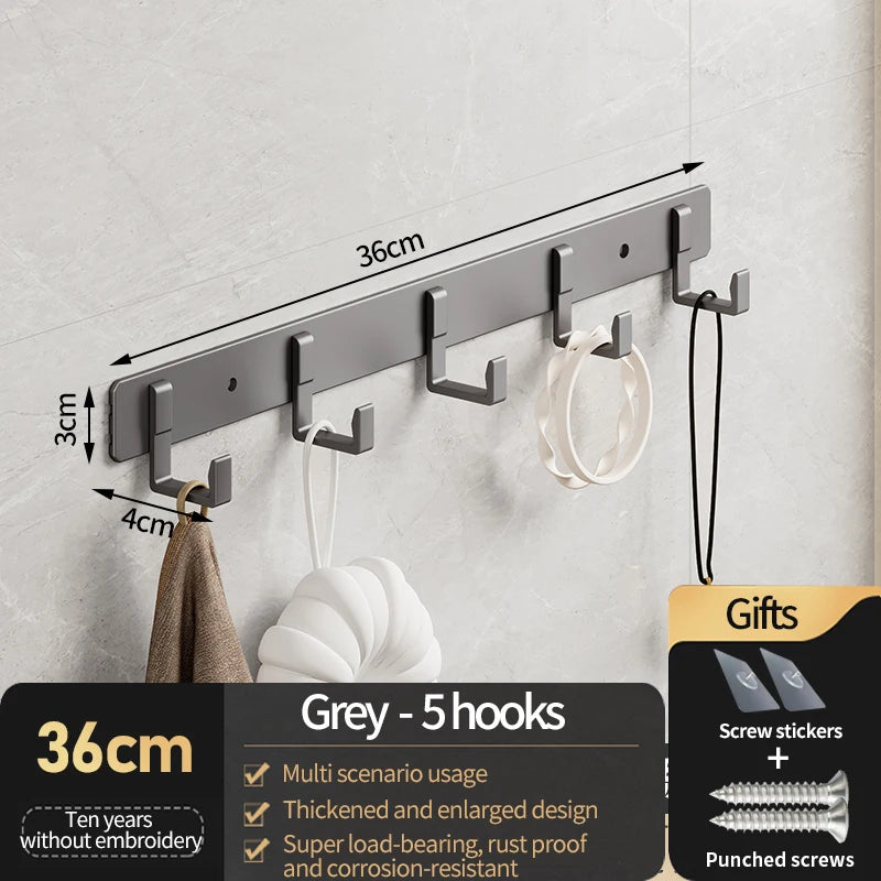 Aluminum Wall-Mounted Hooks for Entryway, Closet, or Bathroom Organization