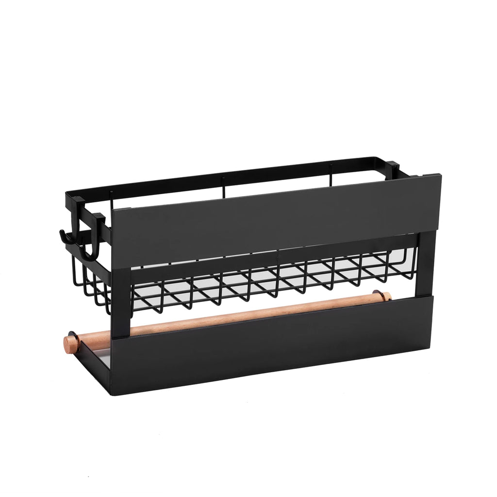 Magnetic Refrigerator Spice Rack with Hooks and Paper Towel Holder
