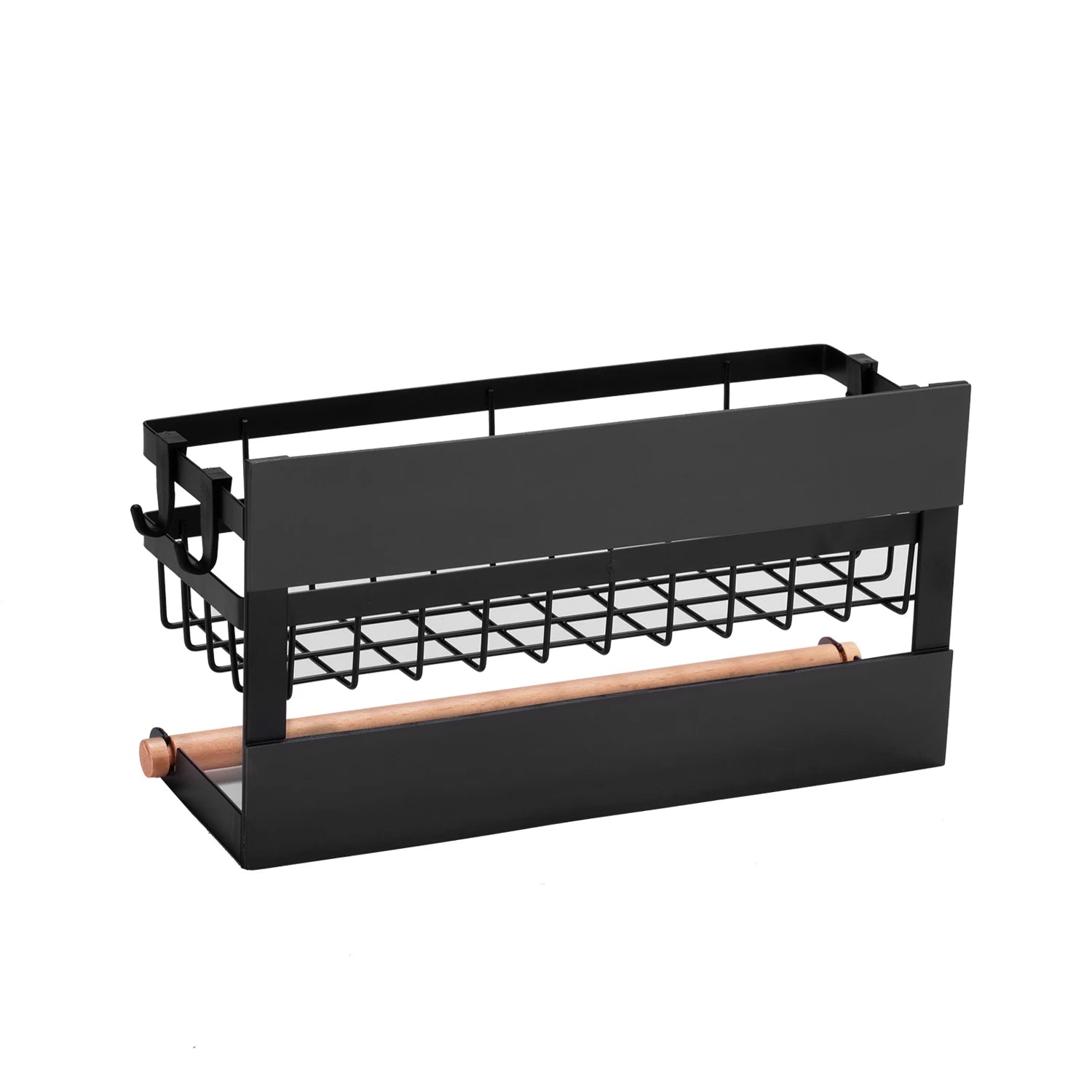 Magnetic Refrigerator Spice Rack with Hooks and Paper Towel Holder