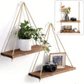 Harbor Rope Hanging Shelf – Wood Floating Wall Display