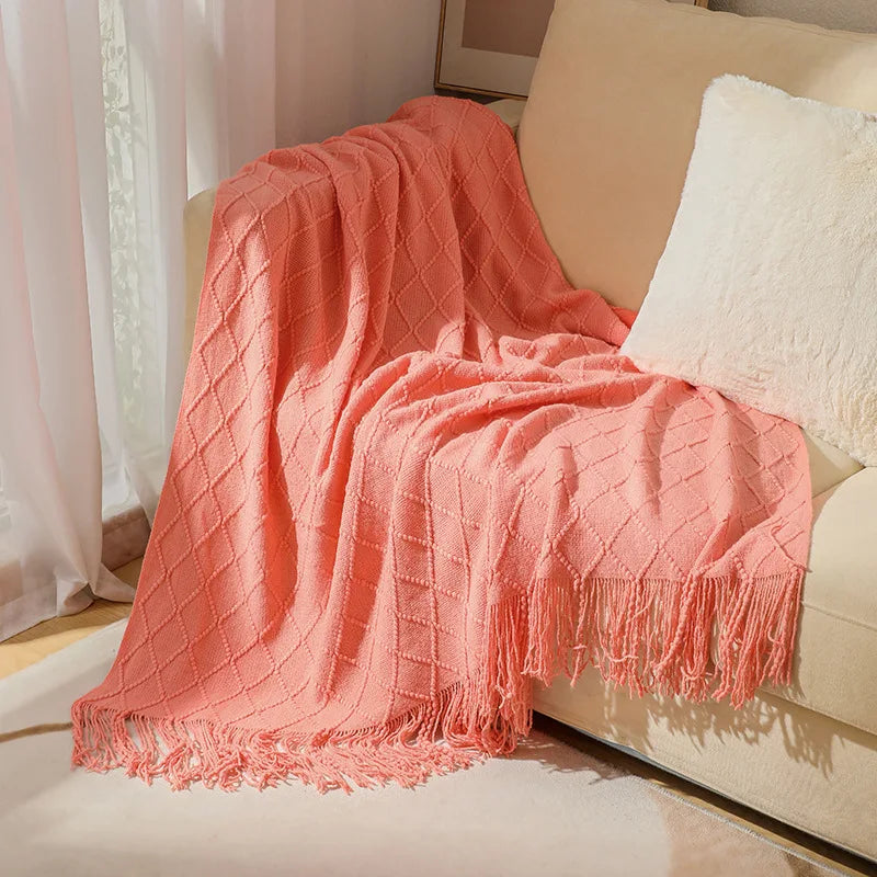 Arlo Textured Knit Throw Blanket with Tassels