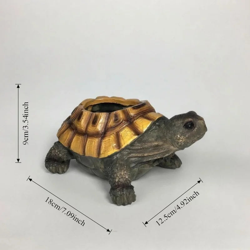 Juniper Turtle Resin Succulent Planter with Drainage Hole
