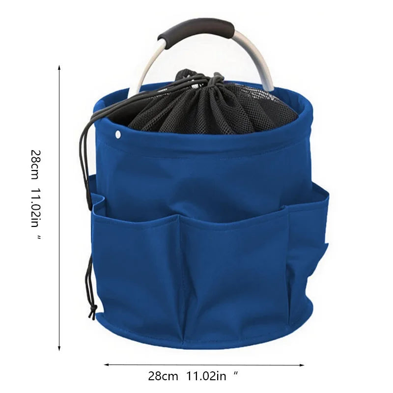 17L Foldable Cleaning Caddy with Handle & Exterior Pockets for Home, Laundry, Car, or Tools