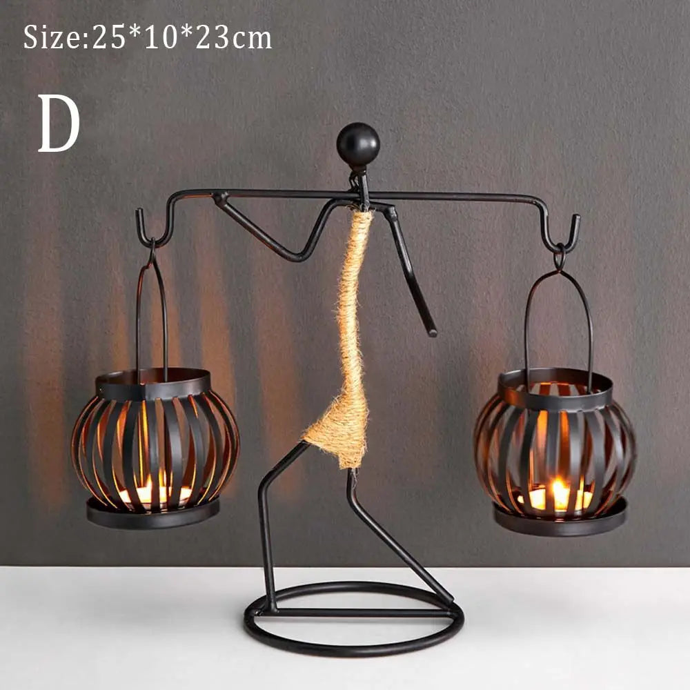 Nadira Abstract Character Metal Candle Holder for Living Room & Tabletop Decor
