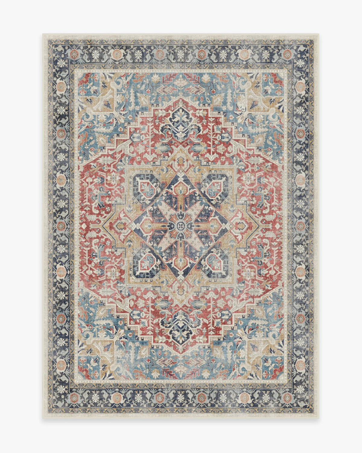 Hazel Vintage Washable Persian-Style Rug – Geometric Pattern for Living Room, Bedroom, or Bathroom