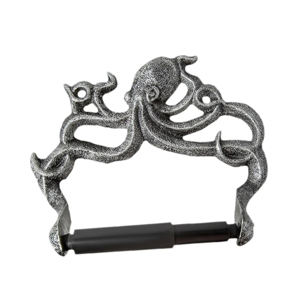 Animal-shaped iron toilet paper holder with black roll bar