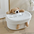 Plush bear tissue box cover with visible approximate size dimensions