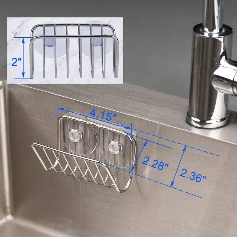 Stainless Steel Suction Cup Sponge Holder for Kitchen Sink