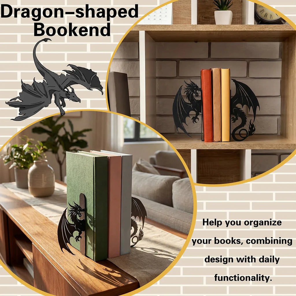 Dragon Silhouette Metal Bookend