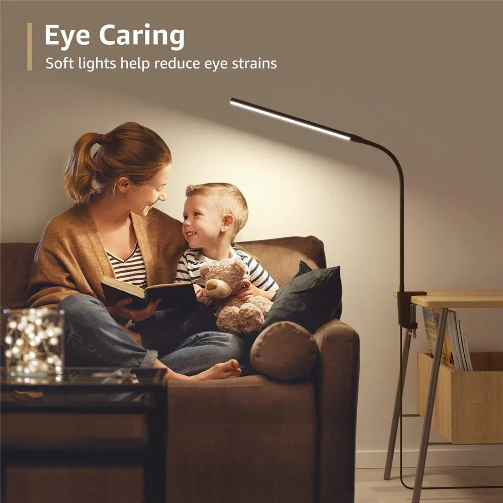 Adjustable Black LED Desk Lamp with Clamp and Dimmable Light for Home Office & Reading