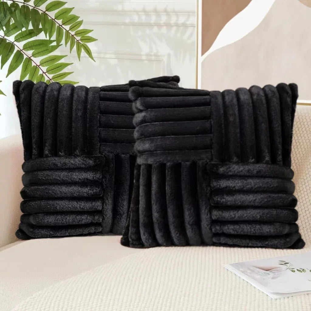 Plush Geometric Throw Pillow Covers – Set of 2, Ultra-Soft 45x45cm for Living Room or Bedroom Cozy Decor