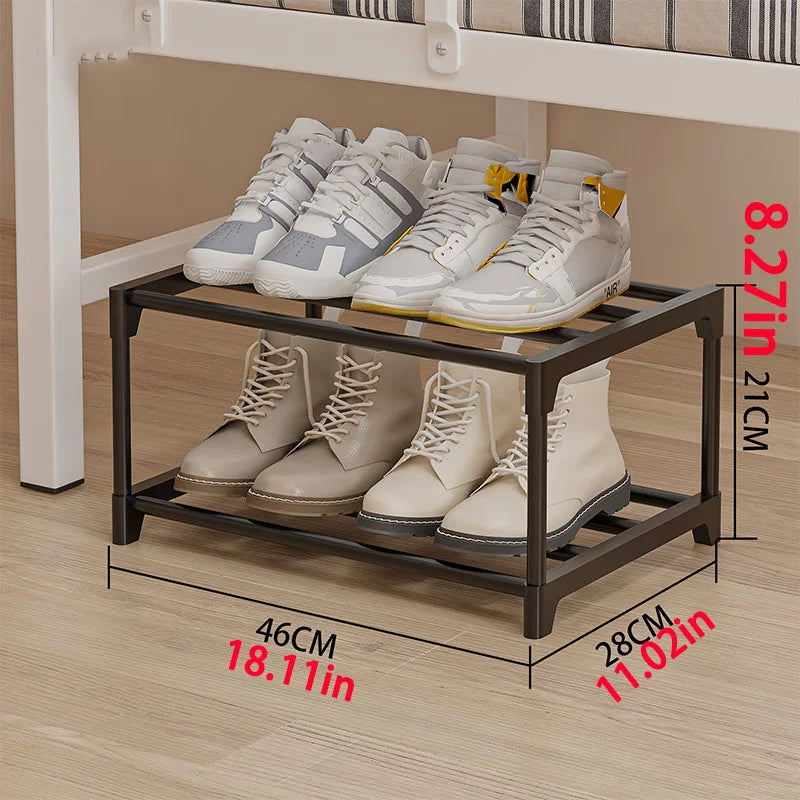 Adjustable Two-Tier Shoe Rack for Entryway or Closet, Black or White