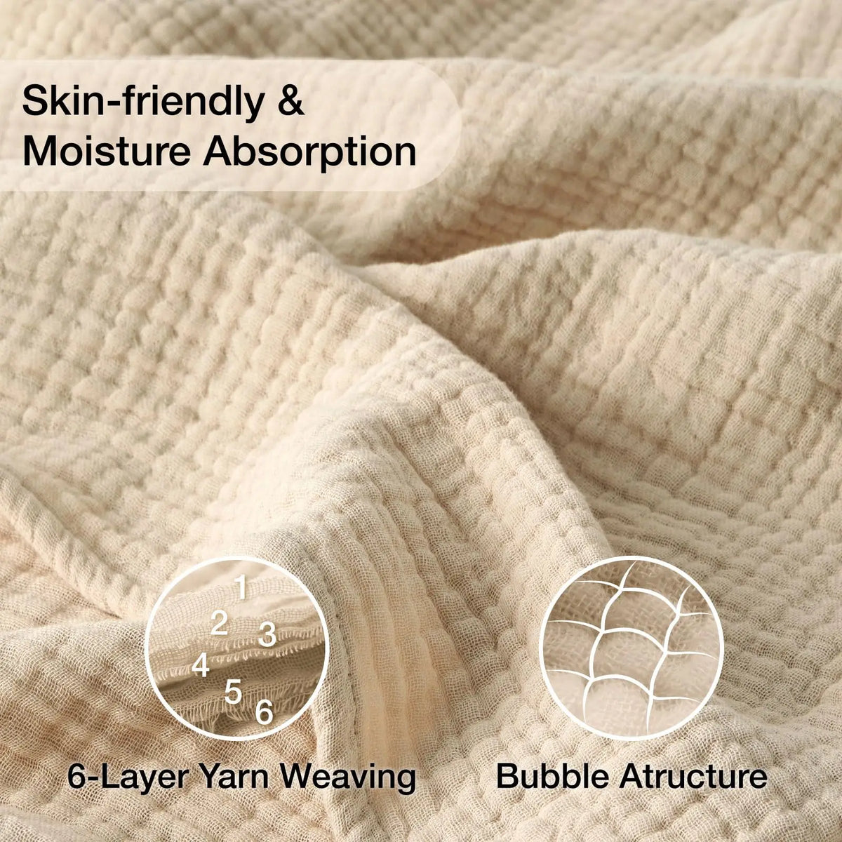Lightweight 100% Cotton Gauze Bed Blanket – Soft, Breathable Layer for Cozy Bedrooms & Living Rooms
