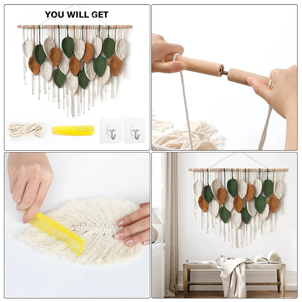 Rowan Leaf Macrame Wall Hanging Tapestry