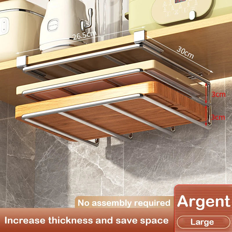Under Cabinet Metal Organizer Rack with Hooks for Kitchen or Closet
