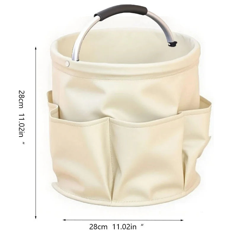 17L Foldable Cleaning Caddy with Handle & Exterior Pockets for Home, Laundry, Car, or Tools
